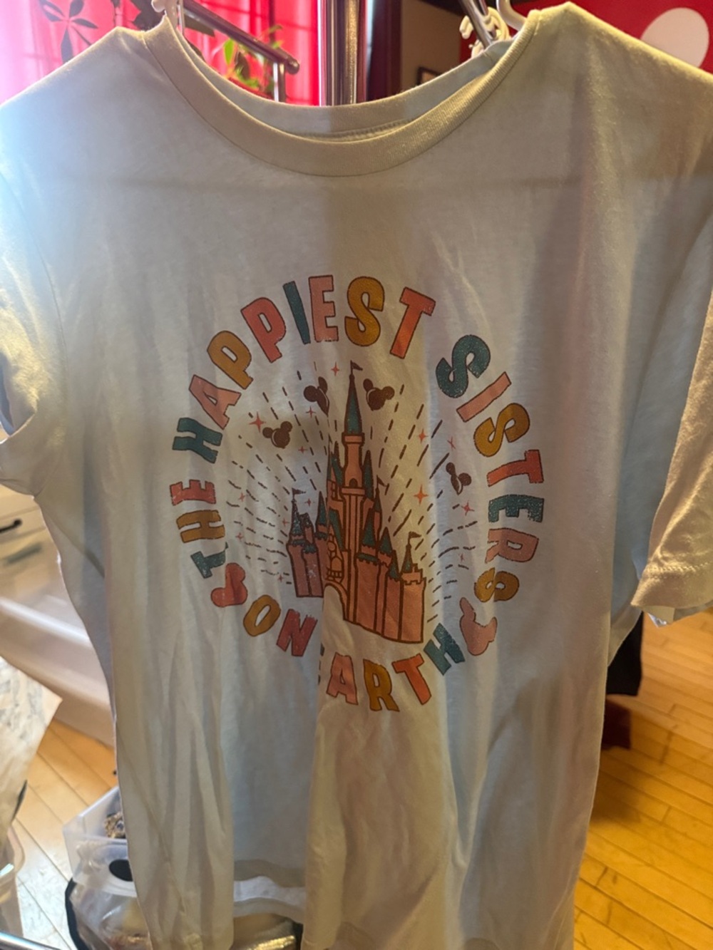 Disney White Short Sleeve Tee with Multicolor Castle Graphic